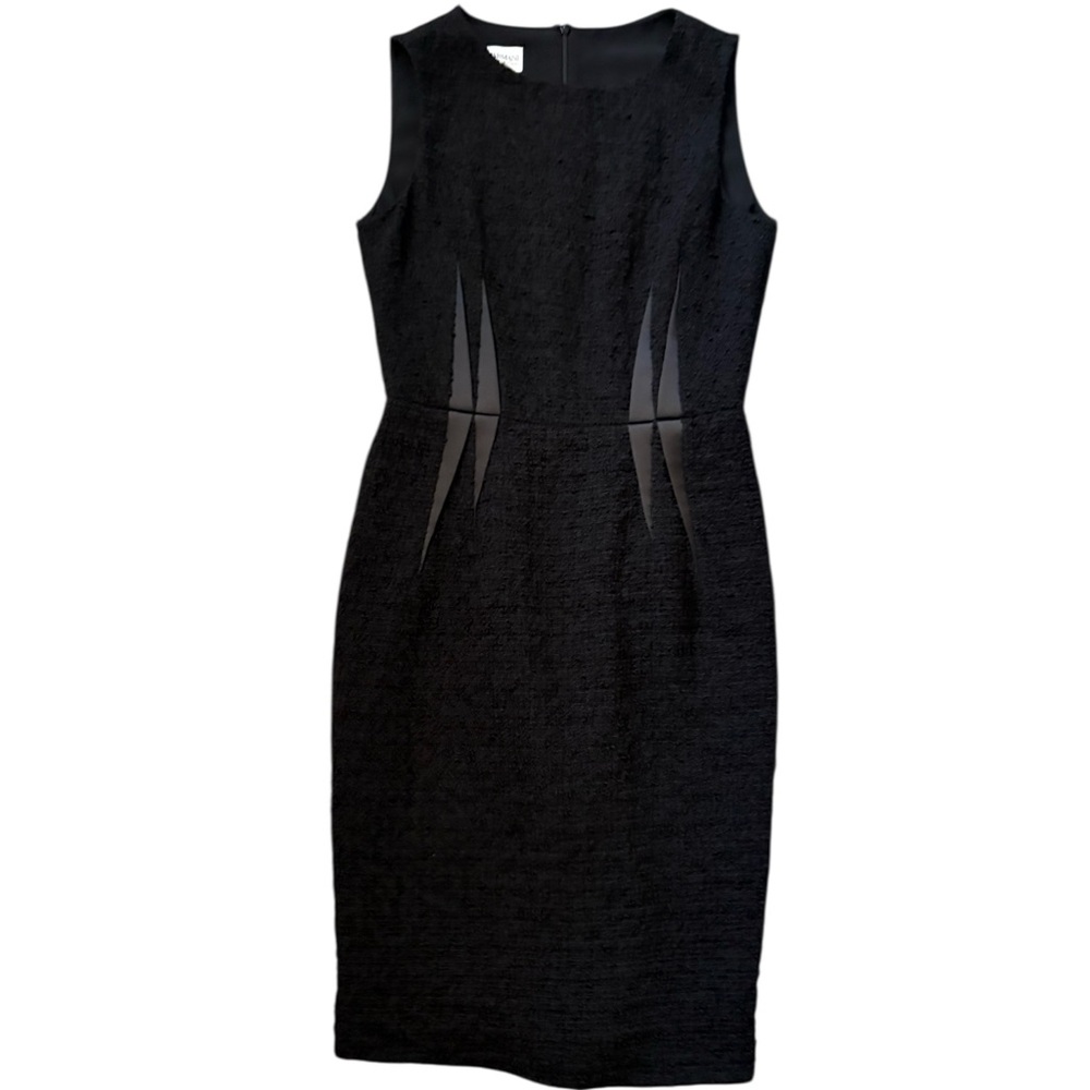 Armani Collezioni Wool Blend Tweed Black Sleeveless Sheath Midi Dress Size 2 - Picture 2 of 15